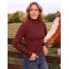 ZESICA Women’s Turtleneck Long Sleeve Shirts 2026 Spring Trendy Tops Slim Fitted Ribbed Knit Basic Casual Sweater(Wine)
