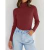 ZESICA Women’s Turtleneck Long Sleeve Shirts 2026 Spring Trendy Tops Slim Fitted Ribbed Knit Basic Casual Sweater(Wine)