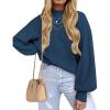 ZESICA Women’s Casual Turtleneck Long Lantern Sleeve Fall 2026 Oversized Ribbed Knit Pullover Sweater Jumper Top(Royalblue)