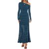 ZESICA Women’s Long Sleeve Off Shoulder Bodycon Dresses Fall 2026 Ruched Lace Wedding Guest Cocktail Formal Maxi Dress(Blue)