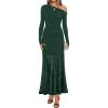 ZESICA Women’s Long Sleeve Off Shoulder Bodycon Dresses Fall 2026 Ruched Lace Wedding Guest Cocktail Formal Maxi Dress(Green)