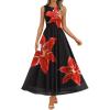 ZESICA Women’s Summer Sleeveless Floral Maxi Dress 2026 Casual Crewneck Mesh A Line Flowy Boho Beach Party Long Dresses(Black)