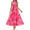 ZESICA Women’s Summer Sleeveless Floral Maxi Dress 2026 Casual Crewneck Mesh A Line Flowy Boho Beach Party Long Dresses(Rose)