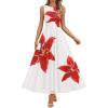 ZESICA Women’s Summer Sleeveless Floral Maxi Dress 2026 Casual Crewneck Mesh A Line Flowy Boho Beach Party Long Dresses(White)