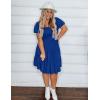 ZESICA Women’s Boho 2026 Summer Square Neck Puff Sleeve Off Shoulder Smocked Tiered Casual A Line Short Mini Dress(Royalblue)