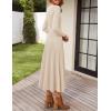 ZESICA Women’s Long Sleeve Midi Sweater Dress 2026 Fall Crewneck Knit A Line Pleated Flowy Long Dresses with Belt(Apricot)