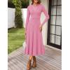 ZESICA Women’s Long Sleeve Midi Sweater Dress 2026 Fall Crewneck Knit A Line Pleated Flowy Long Dresses with Belt(Pink)