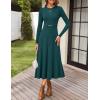 ZESICA Women’s Long Sleeve Midi Sweater Dress 2026 Fall Crewneck Knit A Line Pleated Flowy Long Dresses with Belt(Teal)