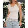 ZESICA Women’s Summer Ruffle Short Sleeve Lace Tops Cowl Neck Solid Color Trendy Work Shirts Going Out Blouses(Apricot)