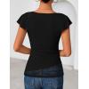 ZESICA Women’s Summer Ruffle Short Sleeve Lace Tops Cowl Neck Solid Color Trendy Work Shirts Going Out Blouses(Black)