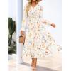 ZESICA Womens Floral Boho Maxi Dress 2026 Spring Summer Casual Long Sleeve V Neck A Line Flowy Wedding Guest Dresses(Apricot)