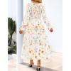 ZESICA Womens Floral Boho Maxi Dress 2026 Spring Summer Casual Long Sleeve V Neck A Line Flowy Wedding Guest Dresses(Apricot)