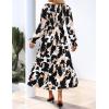 ZESICA Womens Floral Boho Maxi Dress 2026 Spring Summer Casual Long Sleeve V Neck A Line Flowy Wedding Guest Dresses(Black)