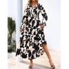 ZESICA Womens Floral Boho Maxi Dress 2026 Spring Summer Casual Long Sleeve V Neck A Line Flowy Wedding Guest Dresses(Black)