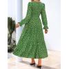ZESICA Womens Floral Boho Maxi Dress 2026 Spring Summer Casual Long Sleeve V Neck A Line Flowy Wedding Guest Dresses(Green)