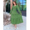 ZESICA Womens Floral Boho Maxi Dress 2026 Spring Summer Casual Long Sleeve V Neck A Line Flowy Wedding Guest Dresses(Green)