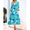 ZESICA Womens Floral Boho Maxi Dress 2026 Spring Summer Casual Long Sleeve V Neck A Line Flowy Wedding Guest Dresses(Lake Blue)