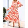 ZESICA Womens Floral Boho Maxi Dress 2026 Spring Summer Casual Long Sleeve V Neck A Line Flowy Wedding Guest Dresses(Orange)