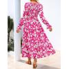 ZESICA Womens Floral Boho Maxi Dress 2026 Spring Summer Casual Long Sleeve V Neck A Line Flowy Wedding Guest Dresses(Rose)