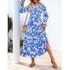 ZESICA Womens Floral Boho Maxi Dress 2026 Spring Summer Casual Long Sleeve V Neck A Line Flowy Wedding Guest Dresses(Royal Blue)