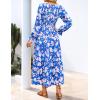 ZESICA Womens Floral Boho Maxi Dress 2026 Spring Summer Casual Long Sleeve V Neck A Line Flowy Wedding Guest Dresses(Royal Blue)