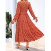 ZESICA Womens Floral Boho Maxi Dress 2026 Spring Summer Casual Long Sleeve V Neck A Line Flowy Wedding Guest Dresses(Rust)