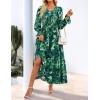 ZESICA Womens Floral Boho Maxi Dress 2026 Spring Summer Casual Long Sleeve V Neck A Line Flowy Wedding Guest Dresses(Turquoise)