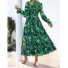ZESICA Womens Floral Boho Maxi Dress 2026 Spring Summer Casual Long Sleeve V Neck A Line Flowy Wedding Guest Dresses(Turquoise)