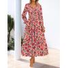ZESICA Womens Floral Boho Maxi Dress 2026 Spring Summer Casual Long Sleeve V Neck A Line Flowy Wedding Guest Dresses(Vintage Pink)