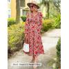 ZESICA Womens Floral Boho Maxi Dress 2026 Spring Summer Casual Long Sleeve V Neck A Line Flowy Wedding Guest Dresses(Vintage Pink)