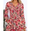 ZESICA Womens Floral Boho Maxi Dress 2026 Spring Summer Casual Long Sleeve V Neck A Line Flowy Wedding Guest Dresses(Vintage Pink)