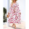 ZESICA Womens Floral Boho Maxi Dress 2026 Spring Summer Casual Long Sleeve V Neck A Line Flowy Wedding Guest Dresses(White)