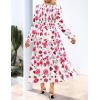 ZESICA Womens Floral Boho Maxi Dress 2026 Spring Summer Casual Long Sleeve V Neck A Line Flowy Wedding Guest Dresses(White)