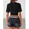 ZESICA Women’s Summer Short Sleeve Crop Tops 2026 Spring Ruched Fitted Y2k Tee Going Out T Shirts(Black)
