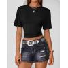 ZESICA Women’s Summer Short Sleeve Crop Tops 2026 Spring Ruched Fitted Y2k Tee Going Out T Shirts(Black)