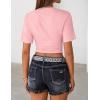 ZESICA Women’s Summer Short Sleeve Crop Tops 2026 Spring Ruched Fitted Y2k Tee Going Out T Shirts(Pink)