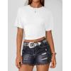 ZESICA Women’s Summer Short Sleeve Crop Tops 2026 Spring Ruched Fitted Y2k Tee Going Out T Shirts(White)