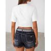 ZESICA Women’s Summer Short Sleeve Crop Tops 2026 Spring Ruched Fitted Y2k Tee Going Out T Shirts(White)
