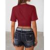 ZESICA Women’s Summer Short Sleeve Crop Tops 2026 Spring Ruched Fitted Y2k Tee Going Out T Shirts(Wine)