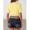 ZESICA Women’s Summer Short Sleeve Crop Tops 2026 Spring Ruched Fitted Y2k Tee Going Out T Shirts(Yellow)