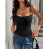ZESICA Women’s Summer Sleeveless Camisole Tops 2026 Spaghetti Strap Knit Tank Top Square Neck Slim Fit Crop Trendy Shirt(Black)