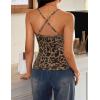 ZESICA Women’s Summer Sleeveless Camisole Tops 2026 Spaghetti Strap Knit Tank Top Square Neck Slim Fit Crop Trendy Shirt(Leopard)