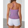 ZESICA Women’s Summer Sleeveless Camisole Tops 2026 Spaghetti Strap Knit Tank Top Square Neck Slim Fit Crop Trendy Shirt(Purple)