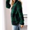 ZESICA Women’s Plaid Long Sleeve Zipper Sherpa Fleece Sweatshirt Pullover Jacket Coat with Pockets(Green)