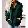 ZESICA Women’s Plaid Long Sleeve Zipper Sherpa Fleece Sweatshirt Pullover Jacket Coat with Pockets(Green)