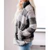 ZESICA Women’s Plaid Long Sleeve Zipper Sherpa Fleece Sweatshirt Pullover Jacket Coat with Pockets(Grey)