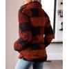 ZESICA Women’s Plaid Long Sleeve Zipper Sherpa Fleece Sweatshirt Pullover Jacket Coat with Pockets(Orange Red)