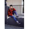 ZESICA Women’s Plaid Long Sleeve Zipper Sherpa Fleece Sweatshirt Pullover Jacket Coat with Pockets(Orange Red)
