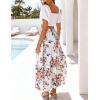 ZESICA Women’s 2026 Summer Bohemian Floral Printed Elastic Waist A Line Maxi Skirt with Pockets(Newwhite)