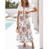 ZESICA Women’s 2026 Summer Bohemian Floral Printed Elastic Waist A Line Maxi Skirt with Pockets(Newwhite)
